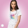 Premium Damen T-Shirt weiß Textildruck